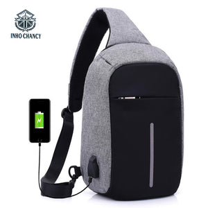 INHO CHANCY backpack school bag for teenagers design frame USB Charge Computer Backpacks Anti-theft Waterproof for Men Women
