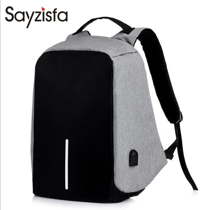 Sayzisfa Waterproof Men double shoulder bag USB charging pack business casual safety anti-theft student travel computer bag T568